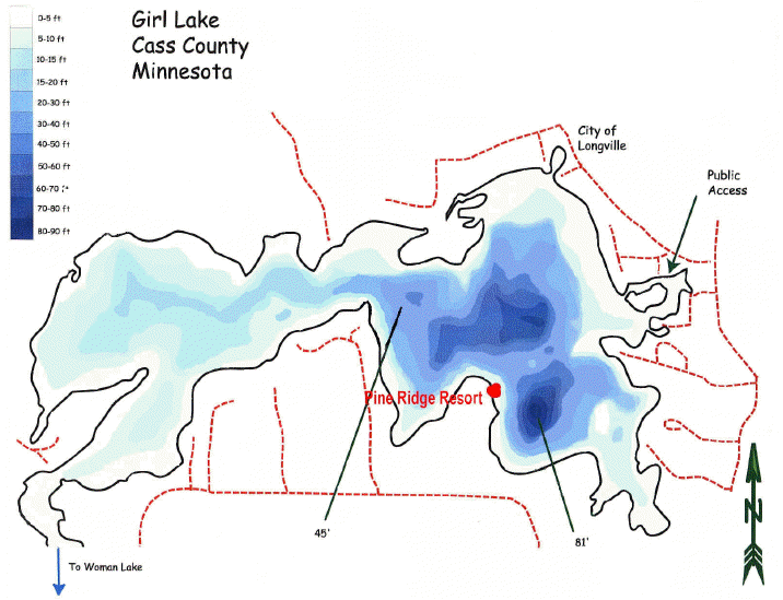 Map of Girl Lake - Woman Chain of Lakes