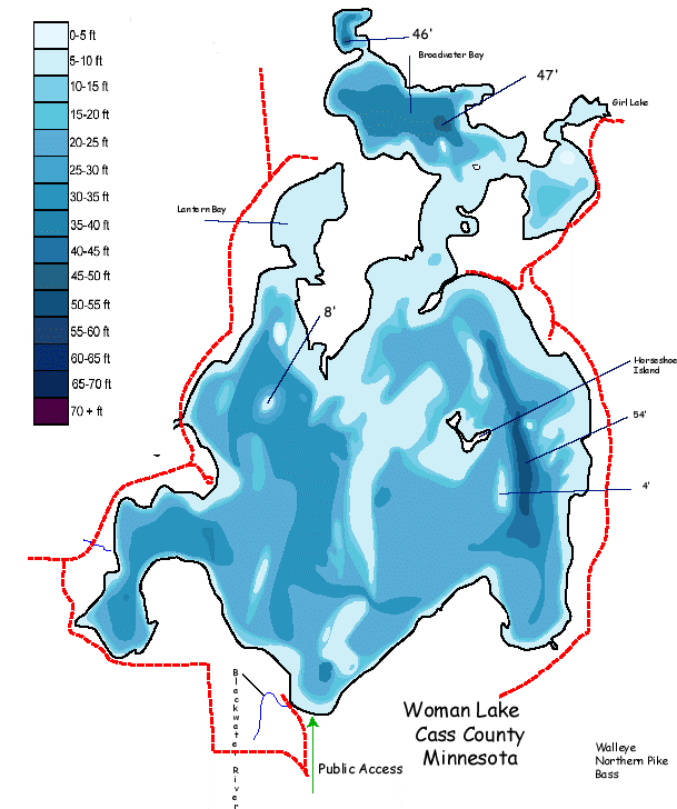 Woman Lake Map - Woman Chain of Lakes